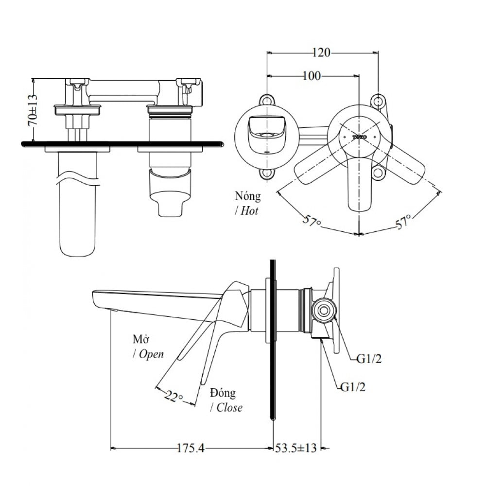 Bản vẽ kỹ thuật vòi chậu rửa mặt TOTO TLG03307B