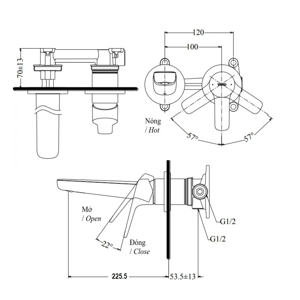 Bản vẽ kỹ thuật vòi chậu rửa mặt TOTO TLG03308B