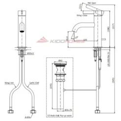 Bản vẽ kỹ thuật của vòi lavabo TOTO TLG11301B#MBL