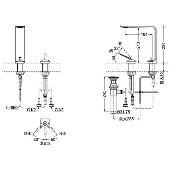 Bản vẽ kỹ thuật vòi chậu rửa mặt TOTO TLP02307B