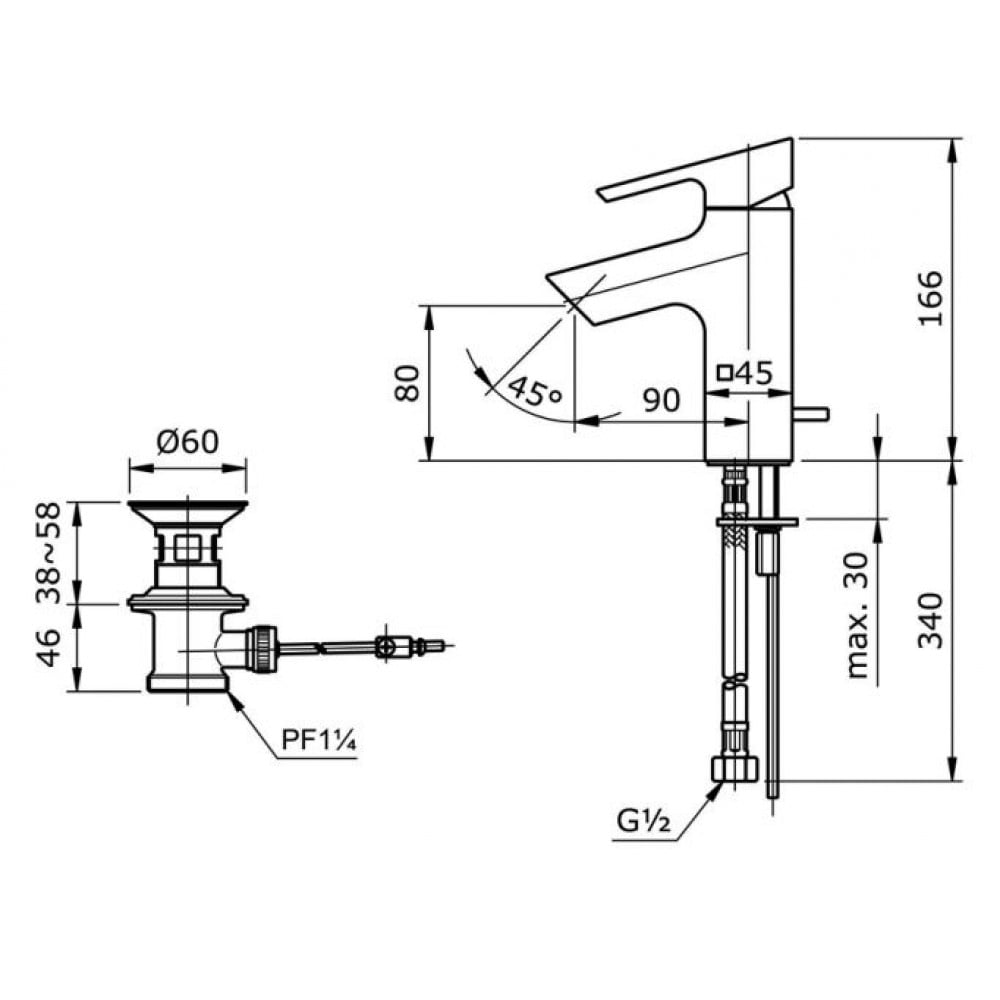 Bản vẽ kỹ thuật vòi chậu rửa mặt TOTO TX115LI