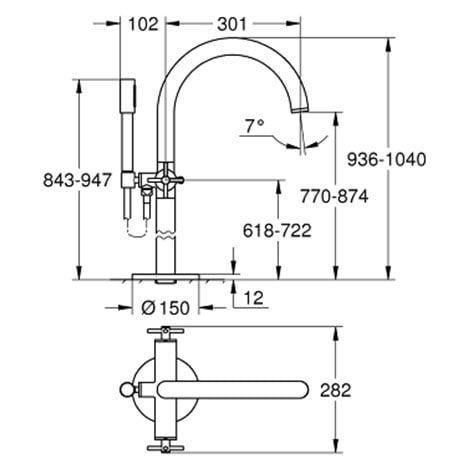 bản vẽ kỹ thuật vòi xả bồn 25044003/29086000