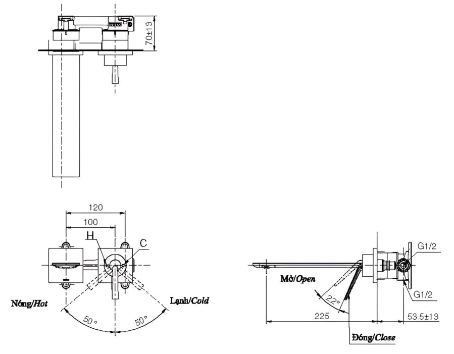 Vòi Chậu Rửa Gắn Tường TOTO TLP02310B (Vòi dài) - Ảnh 2