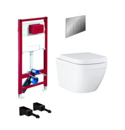 Bàn cầu khung két, nút nhấn Schell +Thân cầu Grohe+ nắp êm 01.39205