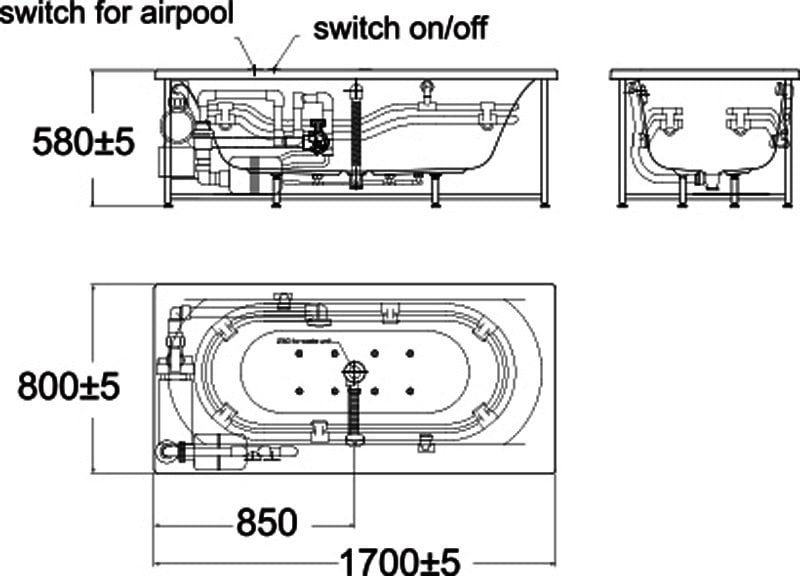 Bản vẽ kỹ thuật bồn tắm American Standard 70132100-WT