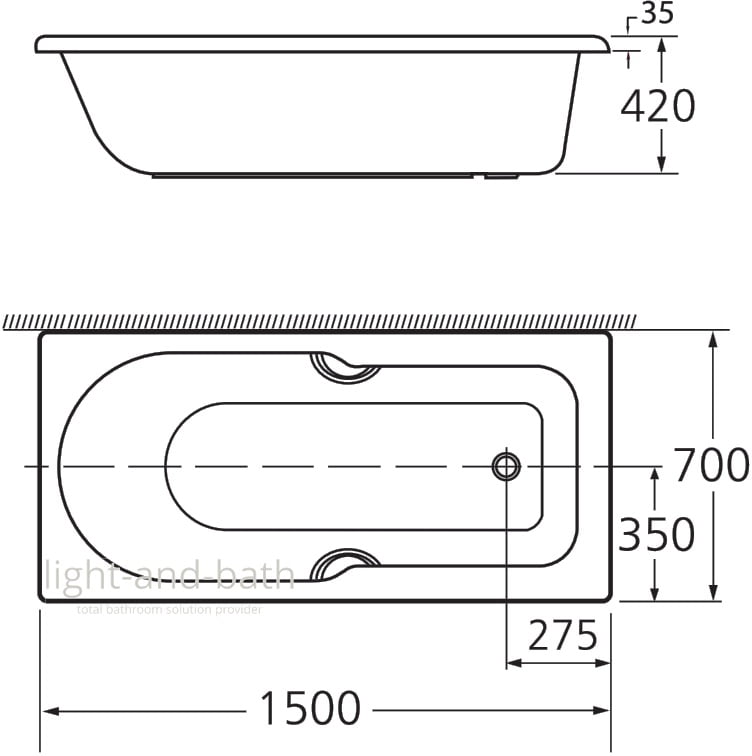 Bản vẽ kĩ thuật bồn tắm American Standard B07140-6DACT