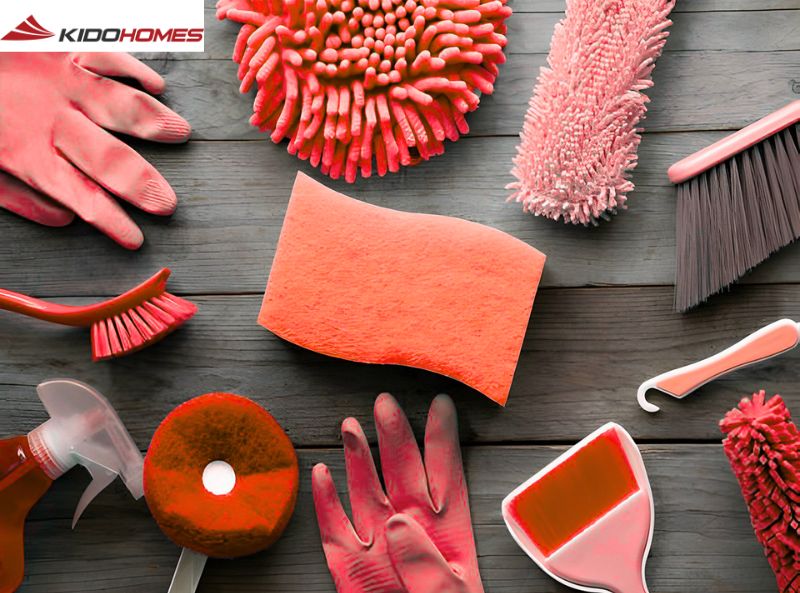 Chuẩn bị dụng cụ để vệ sinh bồn cầu thông minh