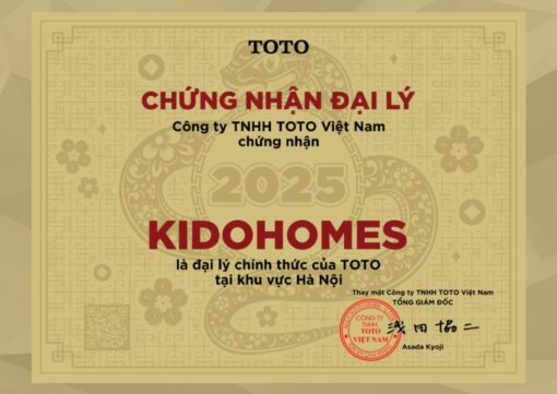 Các chứng nhận và giải thưởng KIDOHOMES đặt được khi là đại lý phân phối chính thức của TOTO Việt Nam tại Hà Nội