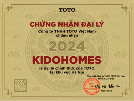 Các chứng nhận và giải thưởng KIDOHOMES đặt được khi là đại lý phân phối chính thức của TOTO Việt Nam tại Hà Nội