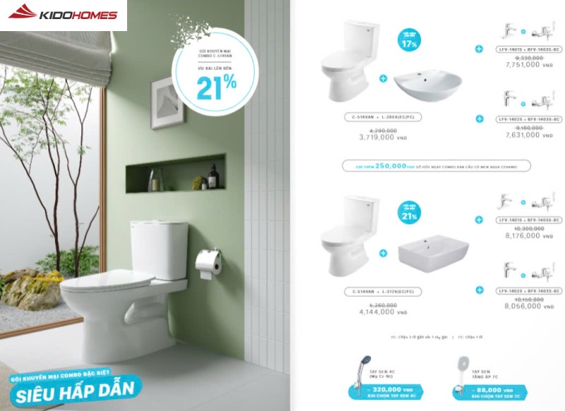 Dễ dàng lựa chọn và lắp đặt với combo thiết bị phòng tắm Inax