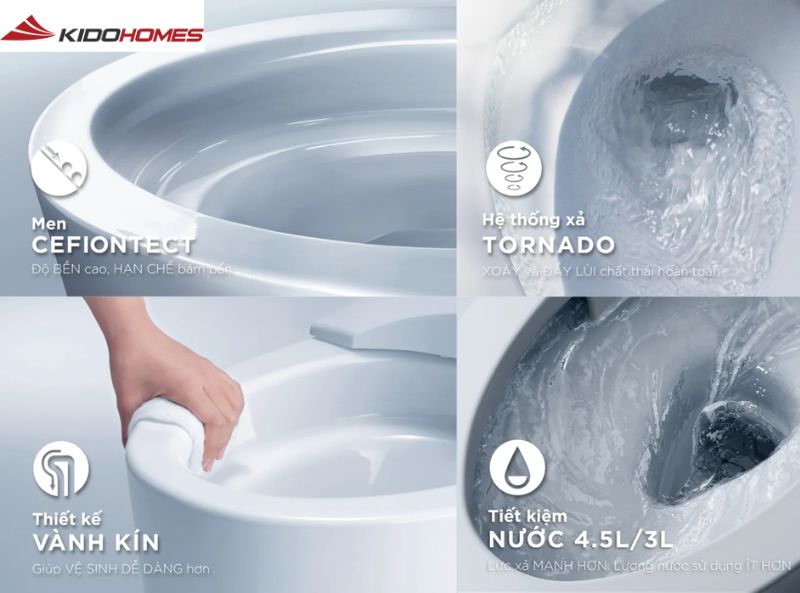 Bồn cầu TOTO MS857 – Lựa chọn linh hoạt, chuẩn Nhật Bản cho phòng tắm hiện đại 2 Lớp men CeFiONtect chống bám bẩn và kháng khuẩn