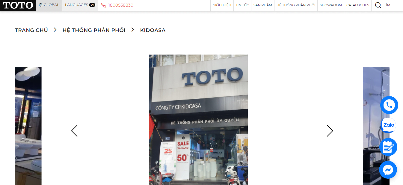 Chọn đại lý chính hãng của TOTO như Kidoasa
