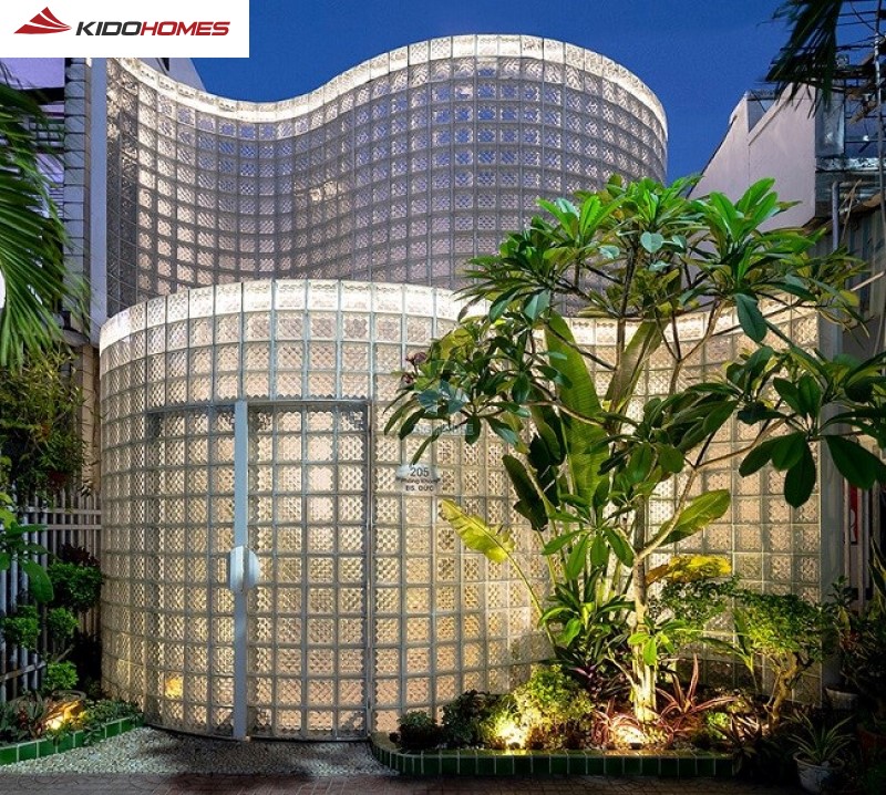 Gạch kính trang trí mặt tiền thủy tinh lấy sáng tự nhiên