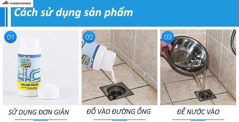 Cách làm sạch đường ống thoát nước phòng tắm tại nhà: Dùng bột thông cống chuyên dụng