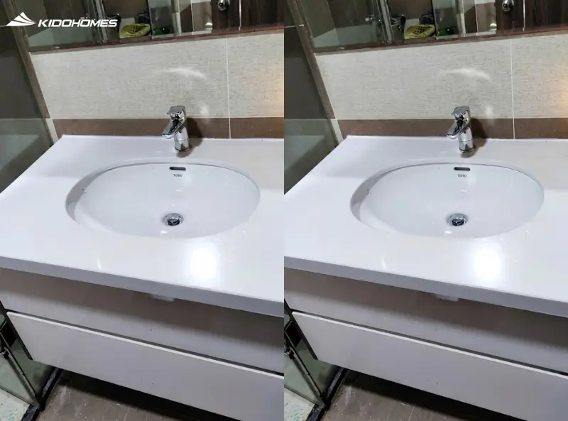 Lắp đặt lavabo âm bàn TOTO cho gia đình anh Khôi tại Long Biên, Hà Nội