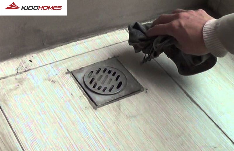 Bước 3: Lắp đặt phễu thoát sàn