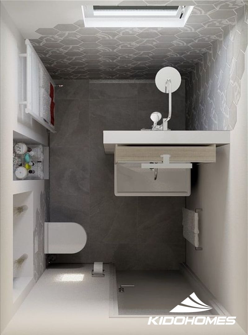 Lên ý tưởng thiết kế cho phòng tắm 4m2