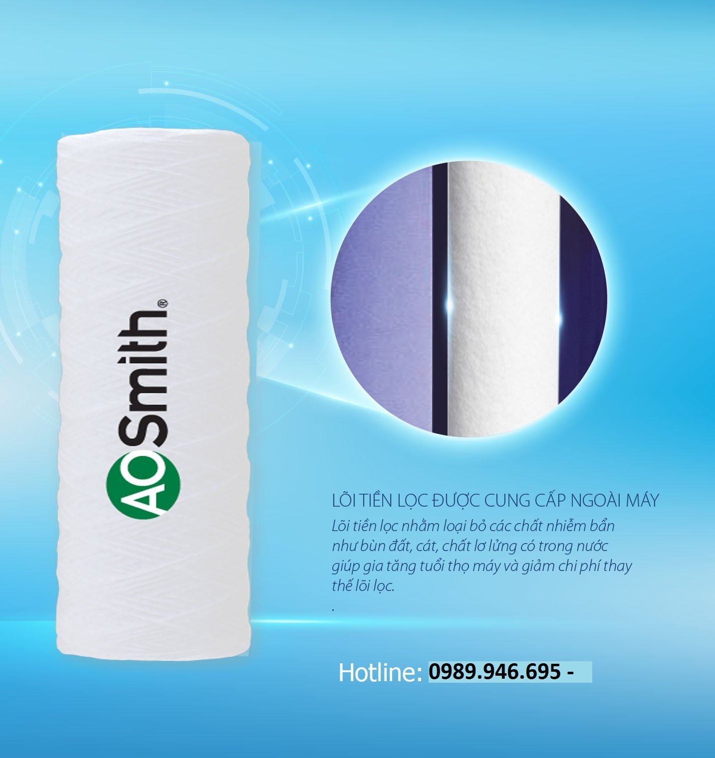 Lõi lọc A. O. SMITH - PRE-FILTER (Lọc Số 1 MODEL A1, A2, M1, Z4, Z7)