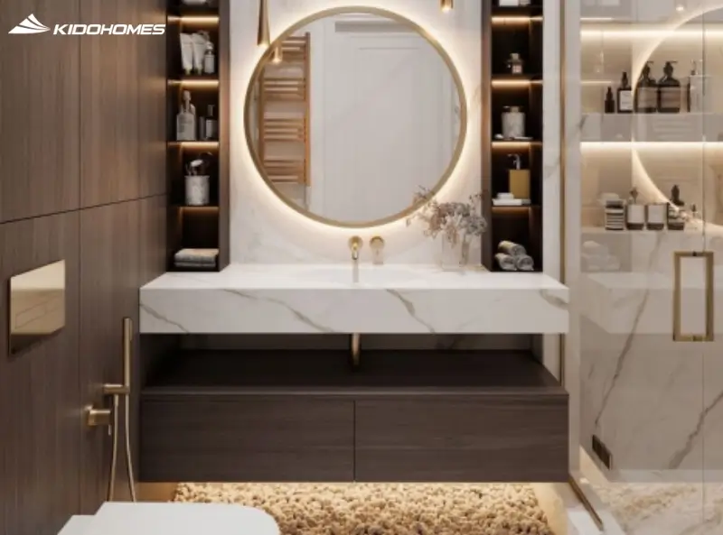 Kệ & lưu trữ thông minh trong phòng tắm — xu hướng tối giản & gọn gàng