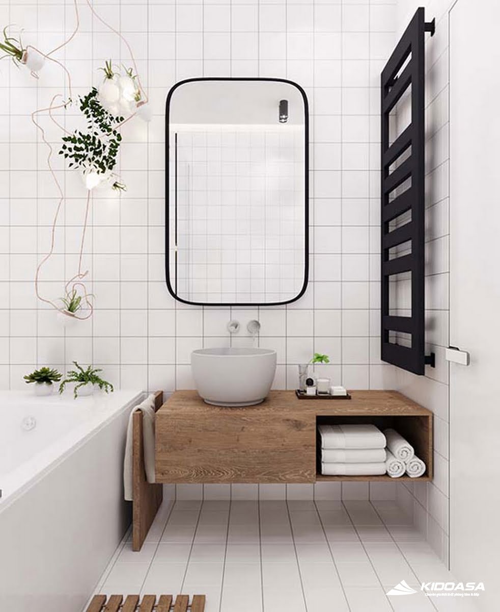 trang bị gương trong phòng tắm sẽ làm căn phòng nhỏ như được nhân đôi về diện tích