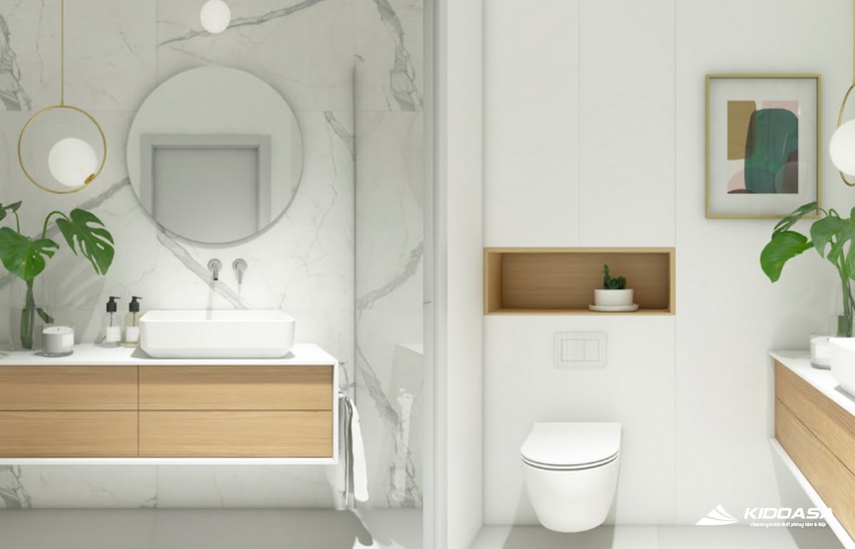 Chọn màu sơn sáng cho phòng tắm tác dụng làm không gian trở nên rộng rãi hơn