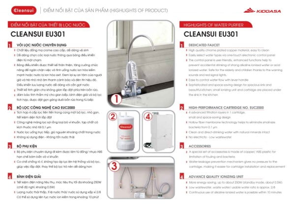 Thiết bị lọc nước tạo ion kiềm Mitsubisi Cleansui EU301 (AL700E) - Made in Japan - Ảnh 14