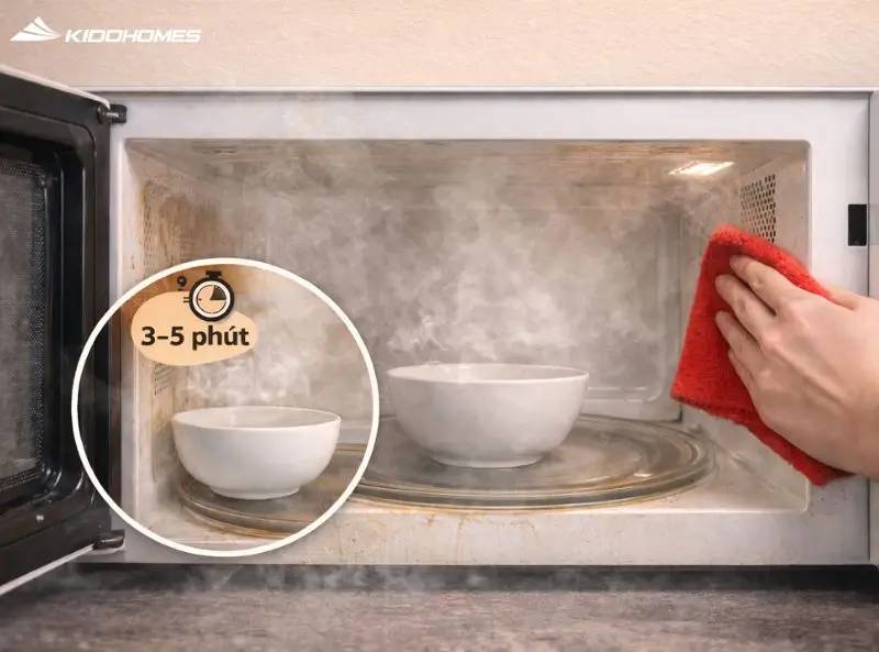 Mẹo làm sạch lò vi sóng bằng hơi nước – Gần như không cần lau