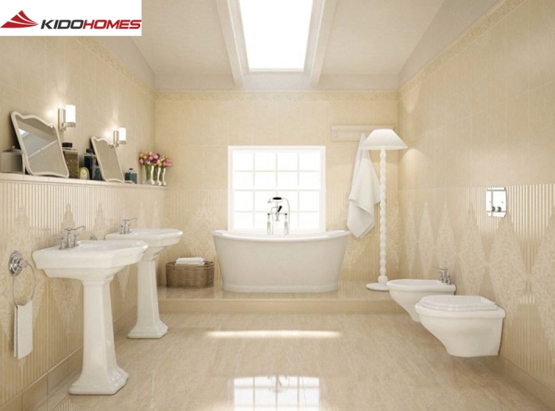 Màu gạch và thiết bị vệ sinh đồng điệu