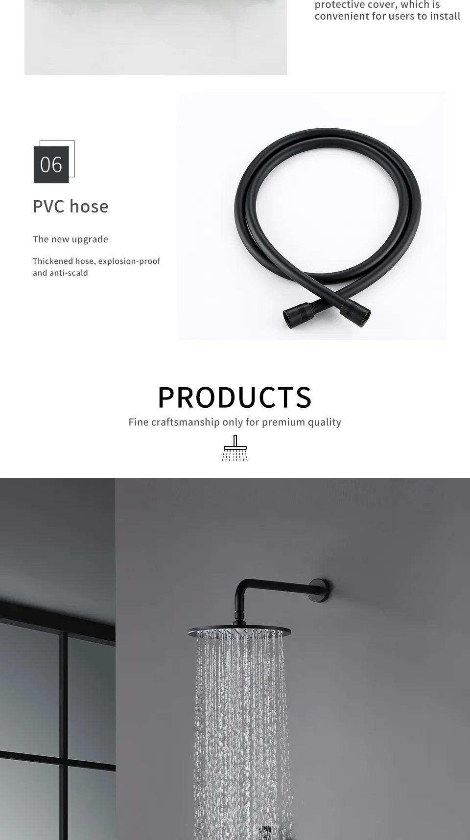 Sen cây tắm âm tường nhiệt độ Fratini Milano Black model 39050626BK - Ảnh 9