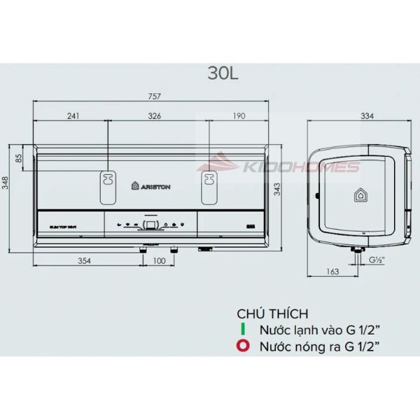 Bình nước nóng Ariston Slim3 30 TOP Wifi VN
