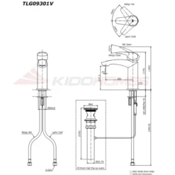 Bản vẽ kỹ thuật của vòi chậu nóng lạnh TOTO TLG09301B#PN