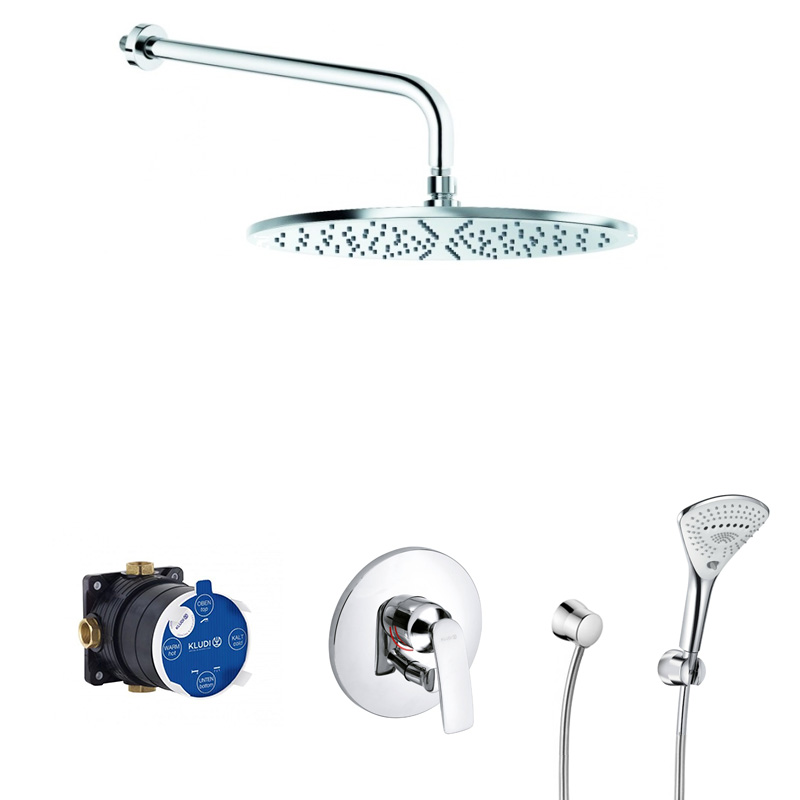Kludi bán trọn gói tất cả các món trong một bộ: phần chôn tường, bộ trộn nước, mặt nạ, cần sen, tay sen, cổ xả Kludi bán trọn gói tất cả các món trong một bộ: phần chôn tường, bộ trộn nước, mặt nạ, cần sen, tay sen, cổ xả
