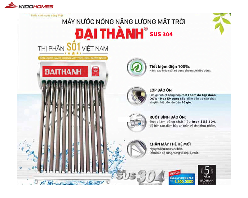 Ưu điểm vượt trội của máy nước nóng năng lượng mặt trời Tân Á