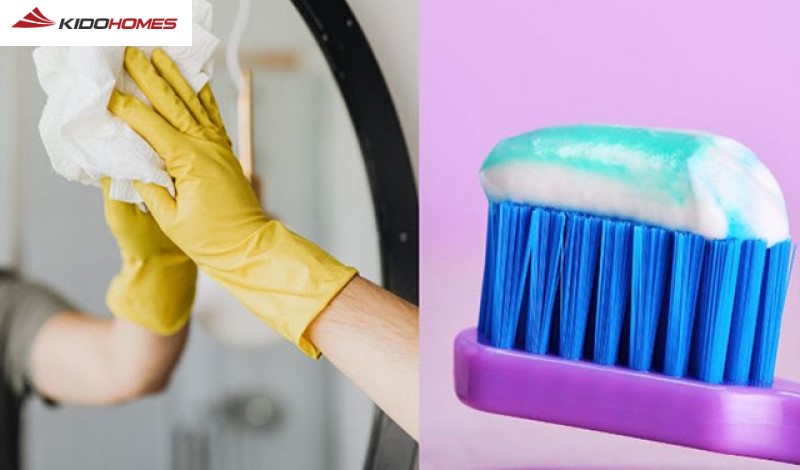 Vệ sinh và bảo dưỡng vách tắm kính bằng cách dùng kem đánh răng