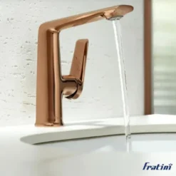Vòi chậu rửa mặt nóng lạnh Fratini Milano 39040156BRG thân trung