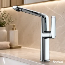 Vòi chậu rửa mặt nóng lạnh Fratini Milano 39040254 thân trung