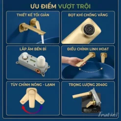 Vòi âm tường nóng lạnh Fratini Milano 39041657GY