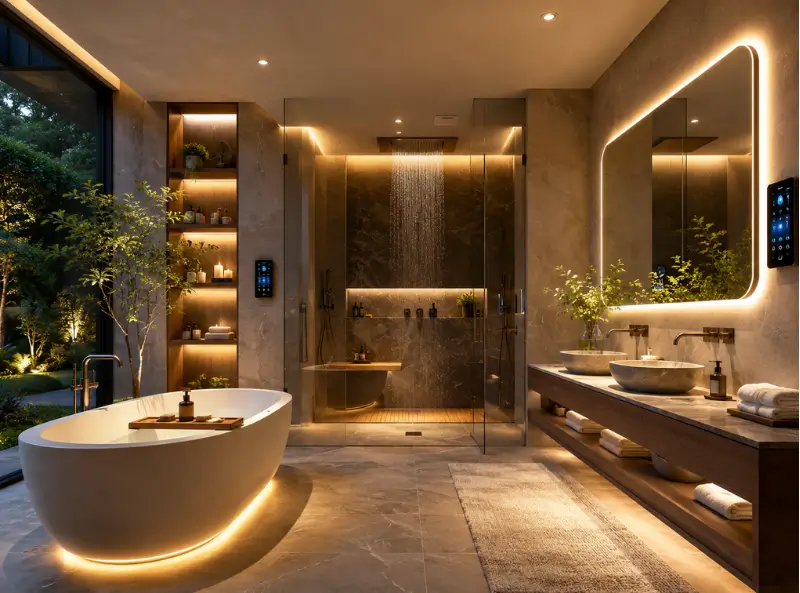 Xu hướng phòng tắm master 2026: Spa tại nhà kết hợp công nghệ